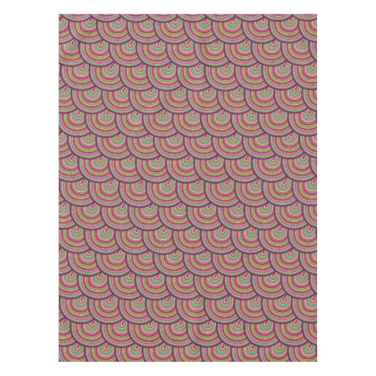 Retro Rainbow Psychedelic Circles Pattern Tafelkleed (Voorkant)