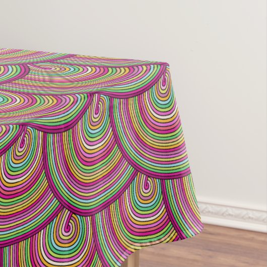 Retro Rainbow Psychedelic Circles Pattern Tafelkleed (Voorbeeld)