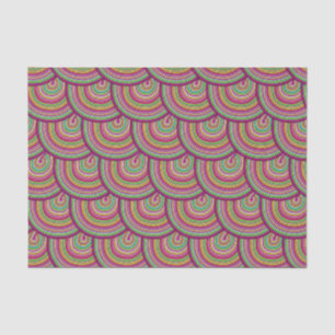 Retro Rainbow Psychedelic Circles Pattern Tissuepapier