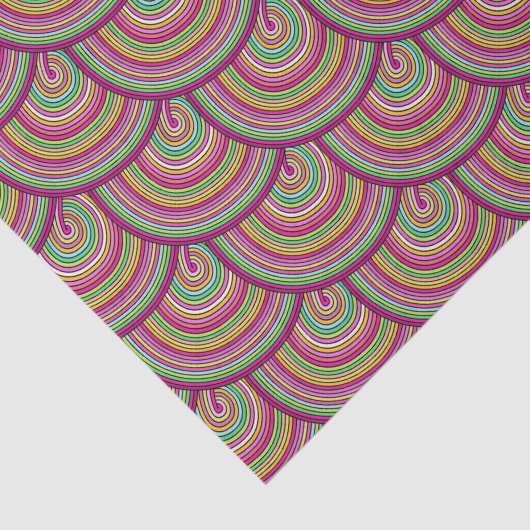 Retro Rainbow Psychedelic Circles Pattern Tissuepapier (Detail)