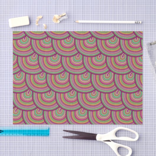 Retro Rainbow Psychedelic Circles Pattern Tissuepapier (Craft)