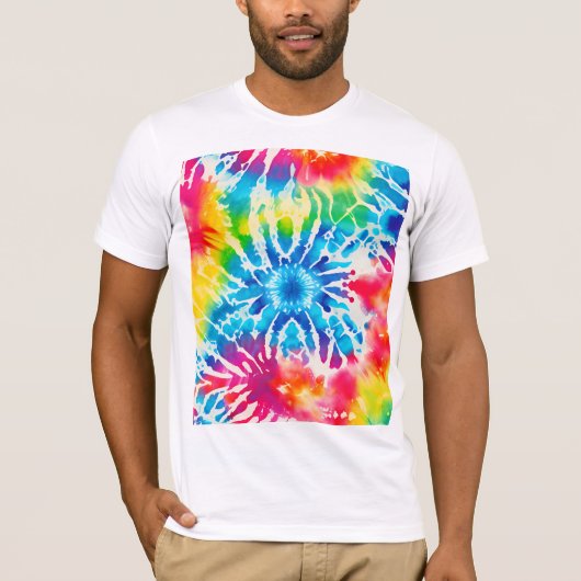 *~* Retro Rainbow Psychodelic Hipster Tie Dye T-shirt (Voorkant)