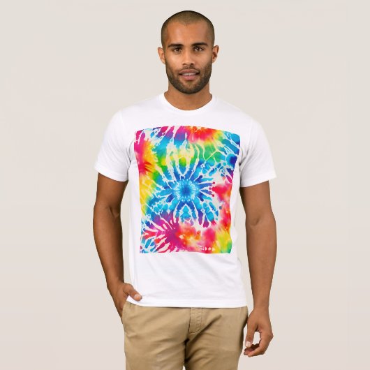 *~* Retro Rainbow Psychodelic Hipster Tie Dye T-shirt (Voorkant volledig)