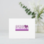 Retro Rainbow Pug in Paars Briefkaart (Staand voorkant)