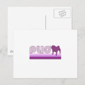 Retro Rainbow Pug in Paars Briefkaart (Voorkant / Achterkant)