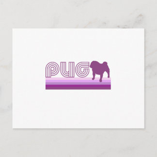 Retro Rainbow Pug in Paars Briefkaart