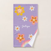 Retro Rainbow purple kids Bad Handdoek (Handdoek)