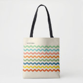 Retro Rainbow Ric Rac Strepen met Naam Tote Bag (Voorkant)