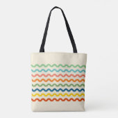 Retro Rainbow Ric Rac Strepen met Naam Tote Bag (Achterkant)