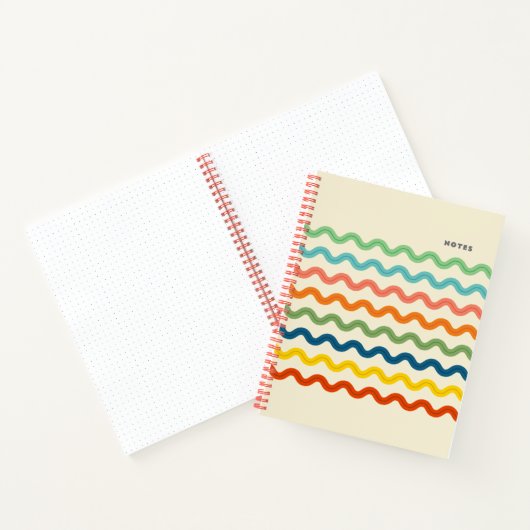 Retro Rainbow Ric Rac Stripes met aangepaste tekst Notitieboek (Binnen)
