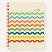 Retro Rainbow Ric Rac Stripes met aangepaste tekst Notitieboek (Voorkant)