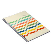 Retro Rainbow Ric Rac Stripes met aangepaste tekst Notitieboek (Rechterzijde)