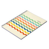 Retro Rainbow Ric Rac Stripes met aangepaste tekst Notitieboek (Linkerzijde)