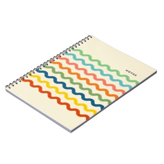 Retro Rainbow Ric Rac Stripes met aangepaste tekst Notitieboek (Linkerzijde)