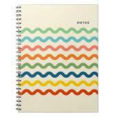 Retro Rainbow Ric Rac Stripes met aangepaste tekst Notitieboek (Voorkant)