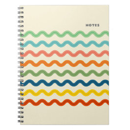 Retro Rainbow Ric Rac Stripes met aangepaste tekst Notitieboek