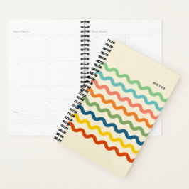 Retro Rainbow Ric Rac Stripes met aangepaste tekst Planner