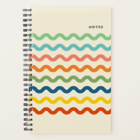 Retro Rainbow Ric Rac Stripes met aangepaste tekst Planner (Voorkant)