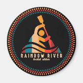 Retro Rainbow River Kayaking Magneet (Voorkant)