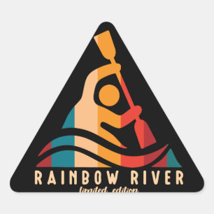 Retro Rainbow River Kayaking Sticker