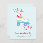 Retro Rainbow Roller Schaats Classroom Valentijn Aankondiging (Voorkant / Achterkant)