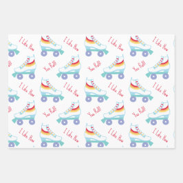 Retro Rainbow Roller Schaats Valentijnsdag Inpakpapier Vel