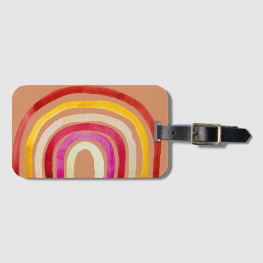 Retro Rainbow schattige waterverf Bagagelabel (Voorkant (horizontaal))