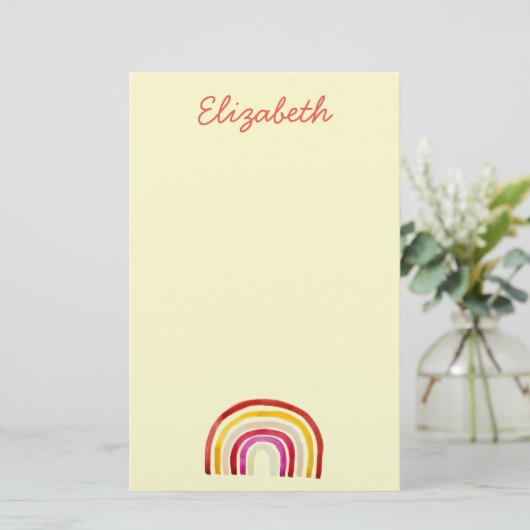 Retro Rainbow schattige waterverf Briefpapier (Staand voorkant)