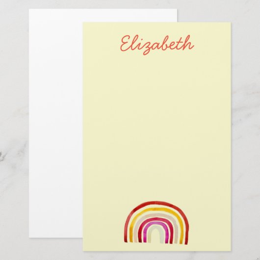 Retro Rainbow schattige waterverf Briefpapier (Voorkant / Achterkant)