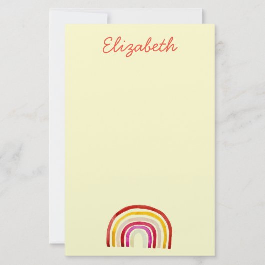 Retro Rainbow schattige waterverf Briefpapier (Voorkant)