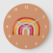 Retro Rainbow schattige waterverf Grote Klok (Voorkant)