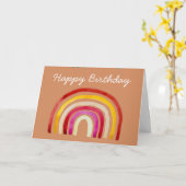 Retro Rainbow schattige waterverf Kaart (Gele Bloem)
