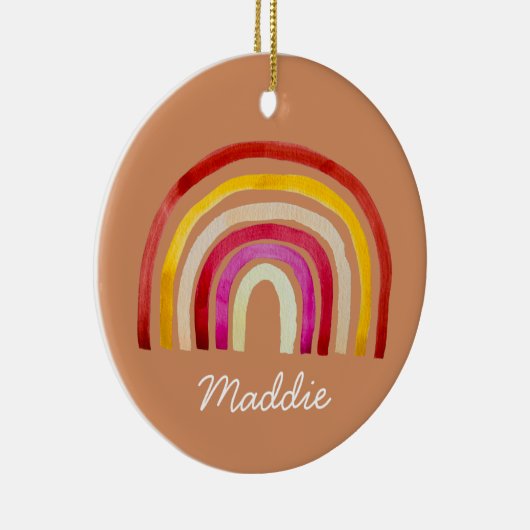 Retro Rainbow schattige waterverf Keramisch Ornament (Rechts)