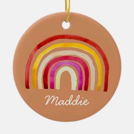 Retro Rainbow schattige waterverf Keramisch Ornament (Voorkant)