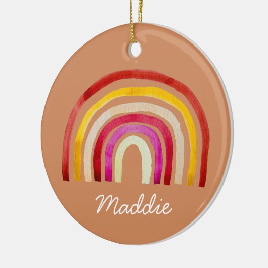 Retro Rainbow schattige waterverf Keramisch Ornament (Links)