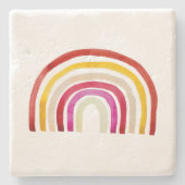 Retro Rainbow schattige waterverf Stenen Onderzetter (Voorkant)