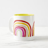 Retro Rainbow schattige waterverf Tweekleurige Koffiemok (Voorkant links)