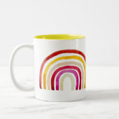 Retro Rainbow schattige waterverf Tweekleurige Koffiemok (Links)