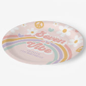 Retro Rainbow Seven is een Vibe 7e verjaardag Papieren Bordje (Gekanteld)