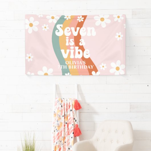 Retro Rainbow Seven is een Vibe Daisy 7TH Spandoek (Insitu)