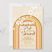 Retro Rainbow Seven is een Vibe Groovy 7e verjaard Kaart (Voorkant)