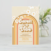 Retro Rainbow Seven is een Vibe Groovy 7e verjaard Kaart (Staand voorkant)