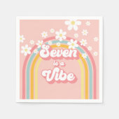 Retro Rainbow Seven is een Vibe Groovy 7e verjaard Servet (Voorkant)