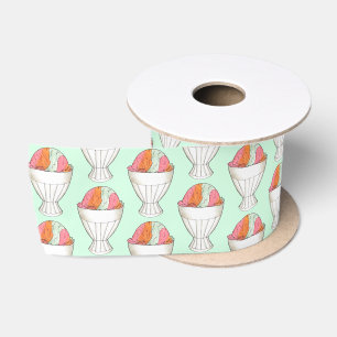 Retro Rainbow Sherbet Ice Cream Dessert Mint Groen Satijnen Lint