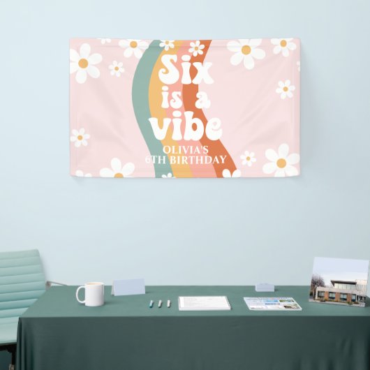 Retro Rainbow Six is een Vibe Daisy 6TH Spandoek (Beurs)