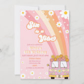 Retro Rainbow Six is een Vibe Groovy 6e verjaardag Kaart (Voorkant)