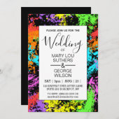 Retro Rainbow Splash Weddenschap Kaart (Voorkant / Achterkant)