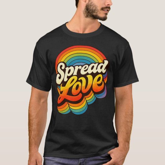 Retro Rainbow Spread Love Cute Typography Design T-shirt (Voorkant)