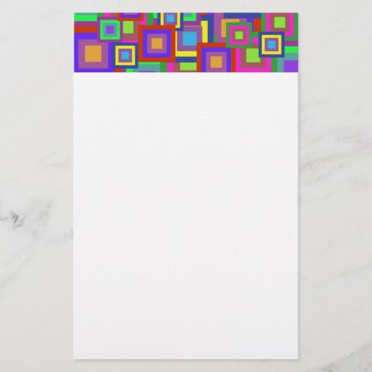 Retro Rainbow Squares Patroon Briefpapier (Voorkant)