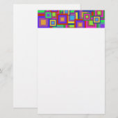 Retro Rainbow Squares Patroon Briefpapier (Voorkant / Achterkant)